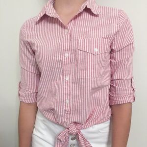 Vertical White & Pink Stripe Shirt